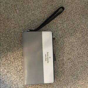 Kate Spade Gray and White wristlet Bag